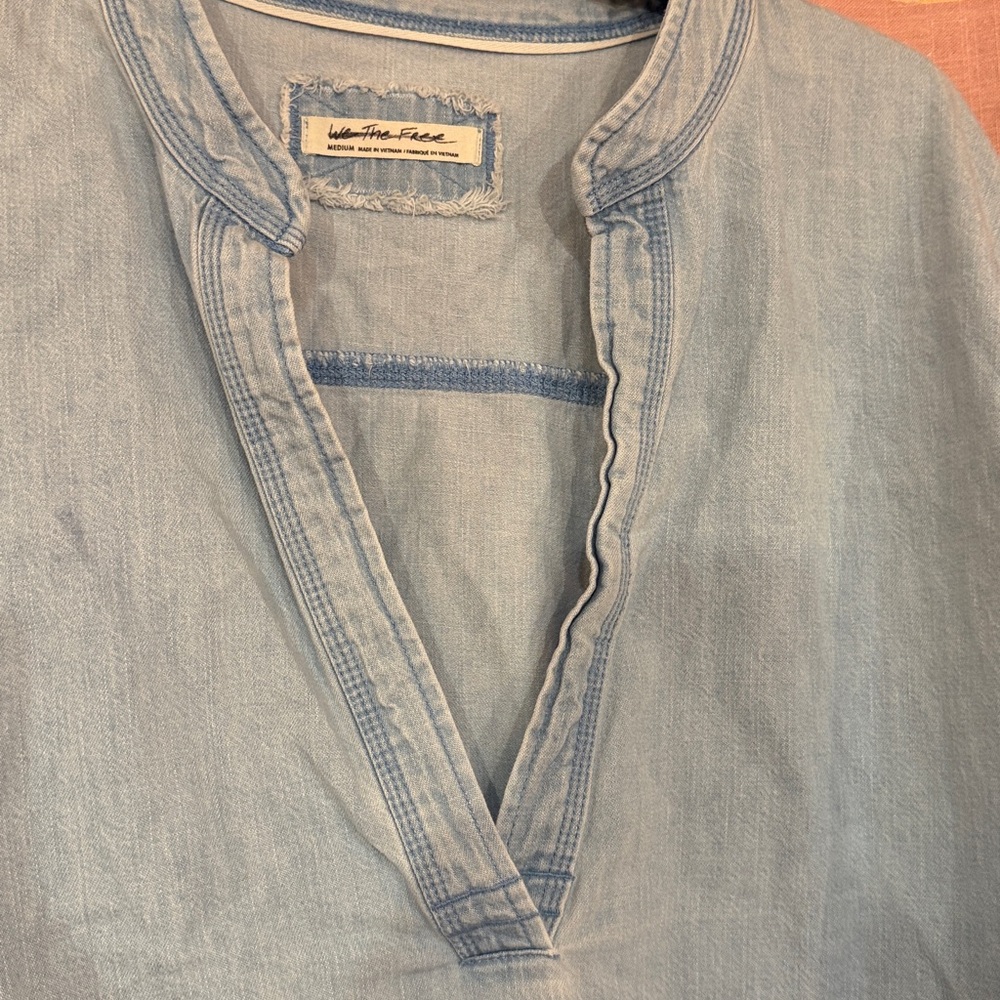 Free People Light Blue Gauze Pullover Top - Picture 9 of 10